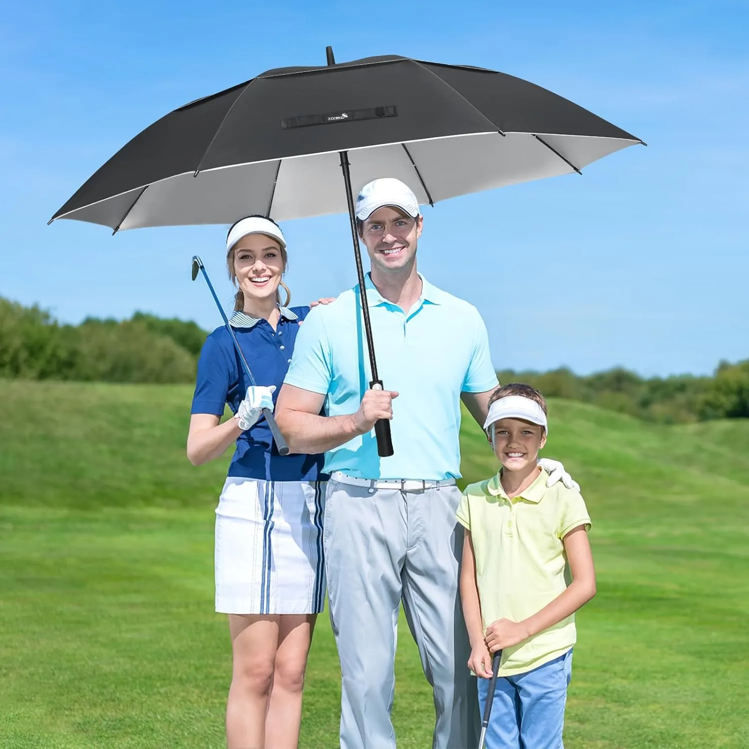 ZOMAKE 62/68" Windproof Golf Umbrella UV Protection, Automatic Oversize Golf Umbrellas Double Canopy Vented Sun Blocking Push Cart for Rain Sun