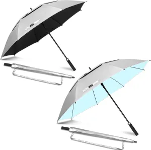 ZOMAKE 68" Large Golf Umbrella UV Protection - Double Canopy Vented Golf Umbrellas Oversize for Rain Windproof Automatic Sun Blocking Umbrella Golf Push Cart Umbrella XXXL for Men(Silver & Black&Blue)