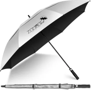 ZOMAKE UPF 50  UV Protection Golf Umbrella 62" Large UV Golf Umbrellas for Sun protection,Oversize Automatic Open Double Canopy Vented Sun Umbrella for Rain Windproof
