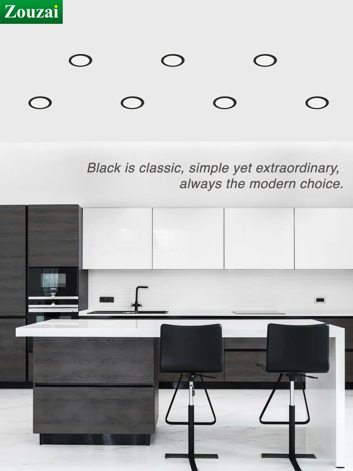 zouzai 6 Pack 6 Inch Black 5CCT Ultra-Thin LED Recessed Ceiling Light with Junction Box 2700K/3000K/3500K/4000K/5000K Selectable, 12W Dimmable, led can Lights ETL and Energy Star Certified