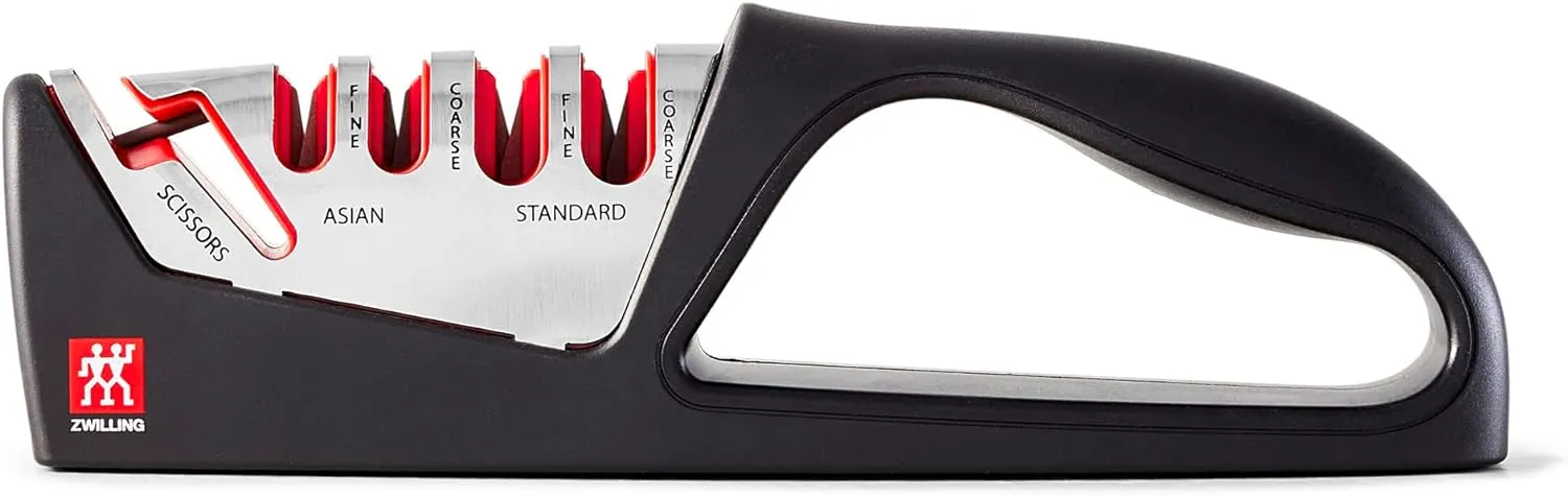 ZWILLING 5-Stage Knife Sharpener with Shear Sharpener, Keep Japanese and Western Blades Razor Sharp, Easy To Use, Easy-To-Hold Handle and Non-Slip Bottom